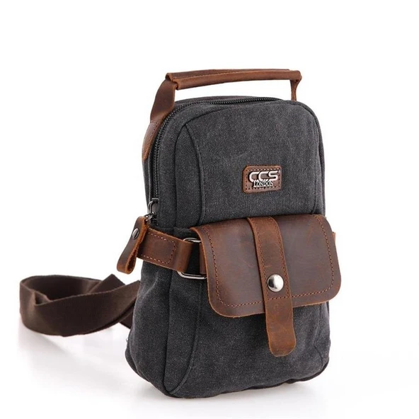 Ççs 51396 Kanvas Omuz Askılı Çapraz Çanta Siyah - 4