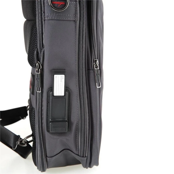 Ççs 51268 Şifreli Usb Laptop ve Evrak Sırt ve Omuz Çantası Gri - 6