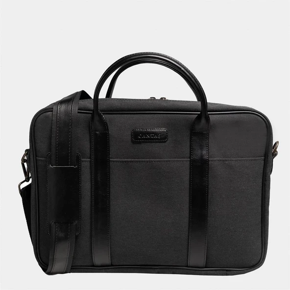 Retro Kanvas 35X23 Evrak ve Laptop Çantası 13 İnç Siyah - 3