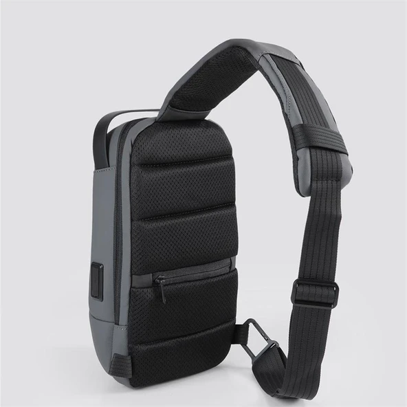 Ççs 51465 Tek Omuz Askılı Sırt ve Göğüs Çantası Gri - Resim 4