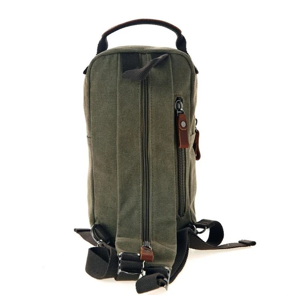 Ççs London 31184 Kanvas Çapraz Omuz Çantası Yeşil - Resim 5