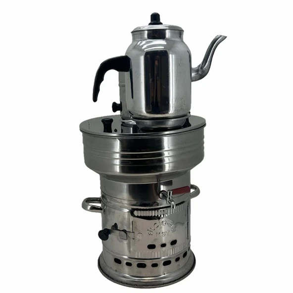 Paslanmaz 304 Çelik 7 litre Demlikli Semaver