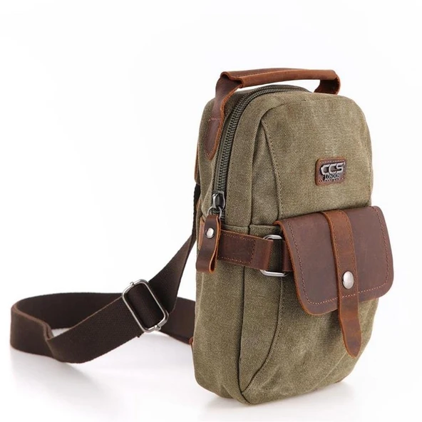 Ççs 51396 Kanvas Omuz Askılı Çapraz Çanta Yeşil - Resim 2