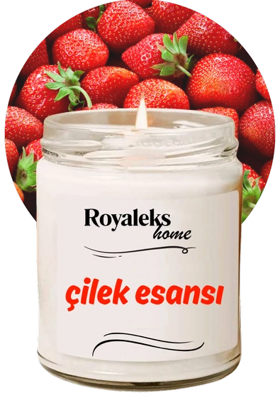 Doğal Özel Seri Kokulu Dekoratif Kavanoz Mum 210 cc - Çilek Esansı - RYL ürün görseli 1