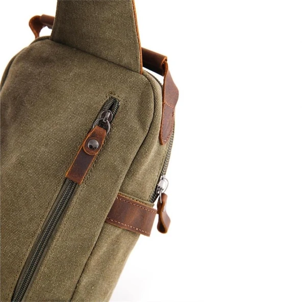 Ççs 51396 Kanvas Omuz Askılı Çapraz Çanta Yeşil - Resim 4