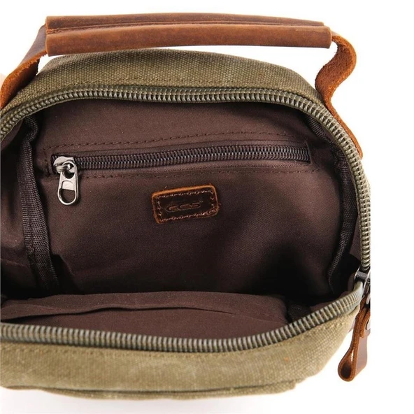 Ççs 51396 Kanvas Omuz Askılı Çapraz Çanta Yeşil - Resim 6