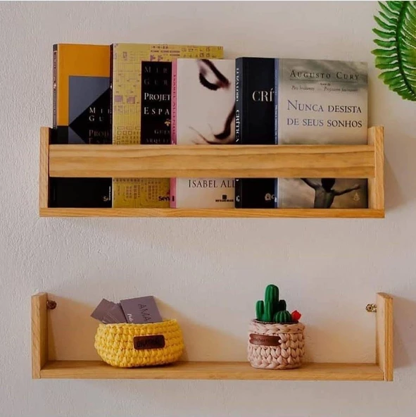 KUZELA Ahşap Ikili Duvar Raf