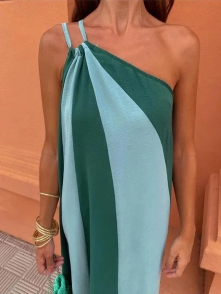 ÇİFT RENKLİ ELBİSE - Resim 4