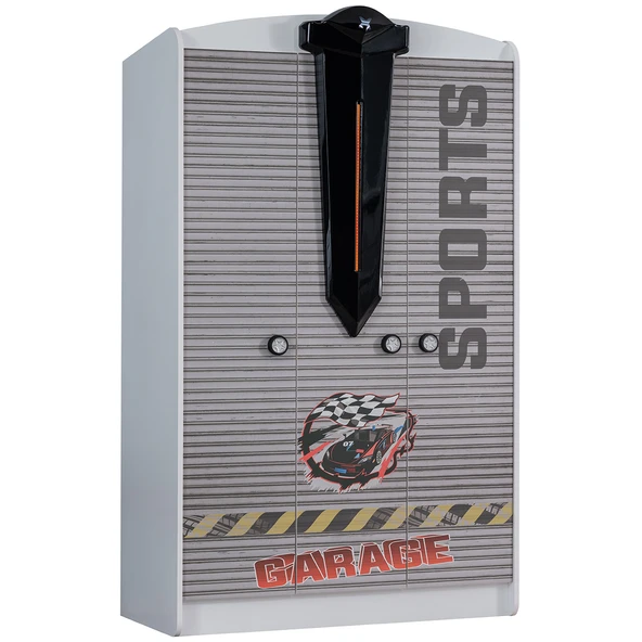 Çocuk Odası - Merso Arabalı Yatak, Sports 3 Kapılı Dolap, Masa, Şifonyer, Kitaplık - Beyaz - 7