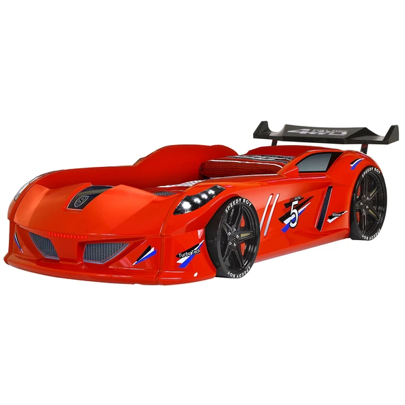 Çocuk Odası - Jaguar Rüzgarlıklı Arabalı Yatak - Sport 3 Kapılı Dolap, Masa - Kırmızı - 1