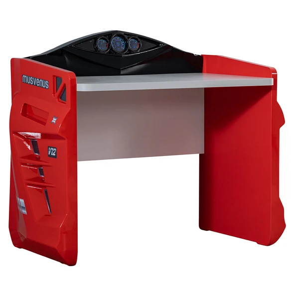 Çocuk Odası - Vento Arabalı Yatak - Sport 3 Kapılı Dolap, Masa, Şifonyer, Kitaplık - Kırmızı - 6