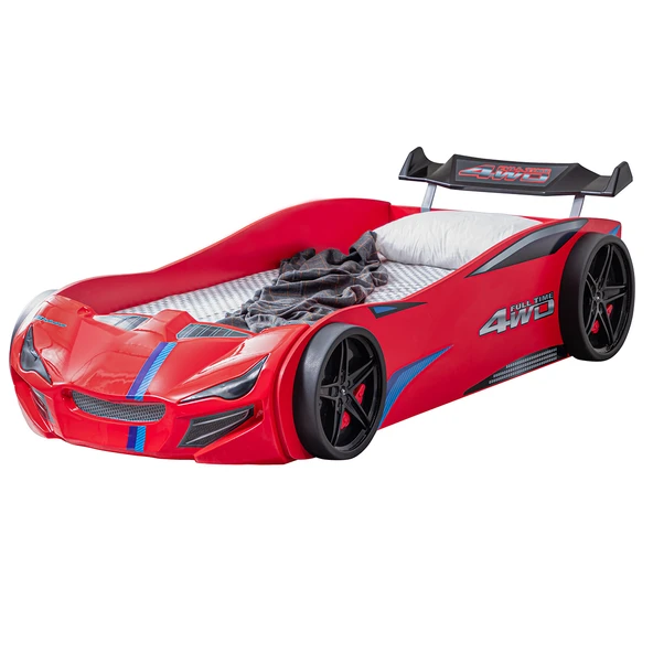 Çocuk Odası - Merso Arabalı Yatak - Sport 3 Kapılı Dolap, Masa - Kırmızı