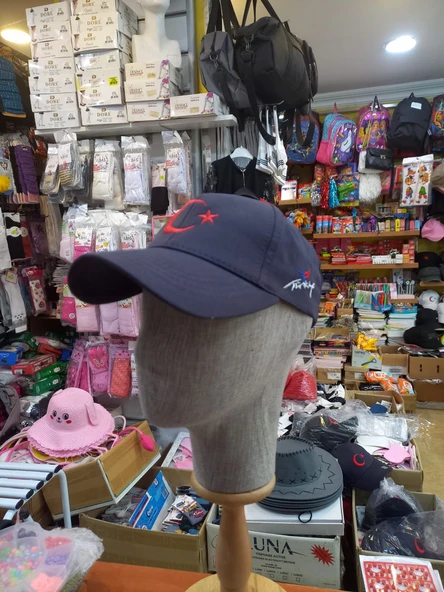 bayrak şapka ayyıldızlı şapka nakışlı unisex model füme renk - Resim 2