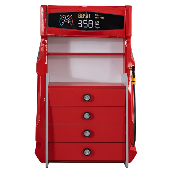 Çocuk Odası - Vento Arabalı Yatak - Sport 3 Kapılı Dolap, Şifonyer - Kırmızı - 5