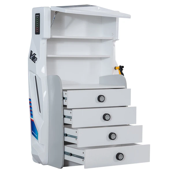 Çocuk Odası - Vento Arabalı Yatak - Sport 3 Kapılı Dolap, Masa, Şifonyer - Beyaz - 4