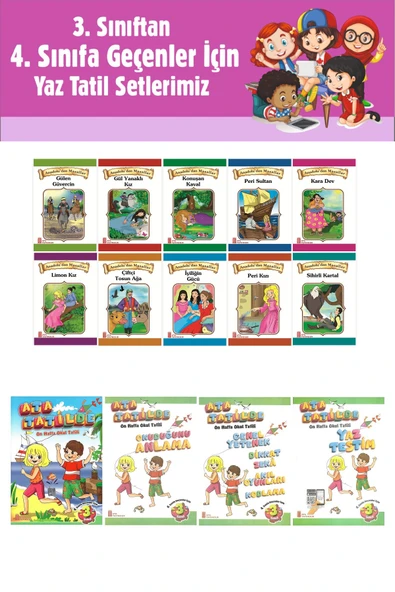 3.Sınıftan 4.Sınıfa Geçenler İçin Ata Tatilde Seti +10 lu Hikaye Seti ürün görseli 1