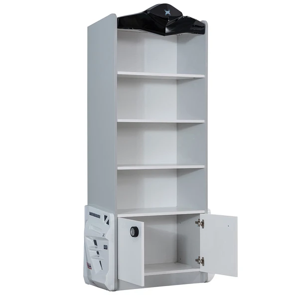 Çocuk Odası - Merso Arabalı Yatak, Sports 3 Kapılı Dolap, Masa, Şifonyer, Kitaplık - Beyaz - 5