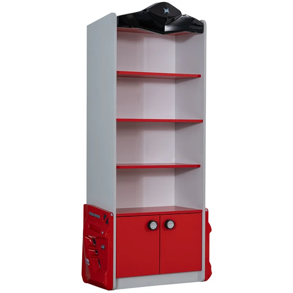 Çocuk Odası - Audi Koltuklu Arabalı Yatak - Sport 3 Kapılı Dolap, Masa, Şifonyer, Kitaplık- Kırmızı - 6