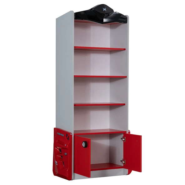 Çocuk Odası - Mercedes Arabalı Yatak - Sport 3 Kapılı Dolap, Masa, Şifonyer, Kitaplık - Kırmızı - 3