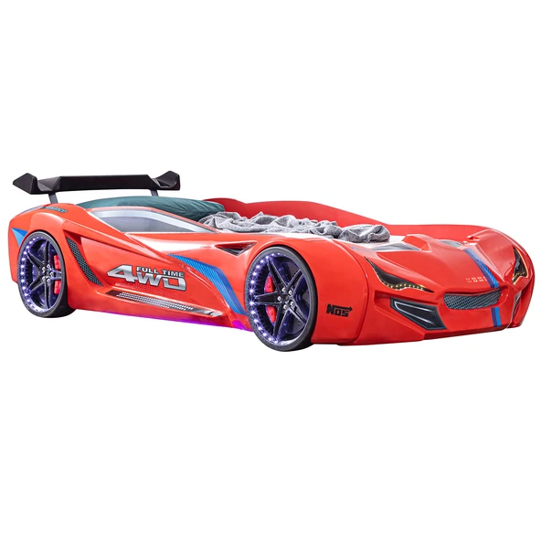 Çocuk Odası - Mercedes Arabalı Yatak - Sport 3 Kapılı Dolap, Masa, Şifonyer, Kitaplık - Kırmızı - 6