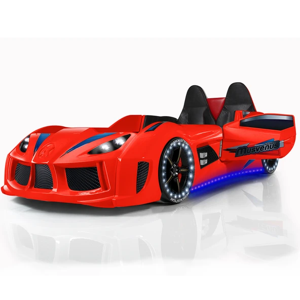 Çocuk Odası - Audi Koltuklu Arabalı Yatak - Sport 3 Kapılı Dolap, Masa - Kırmızı - 4