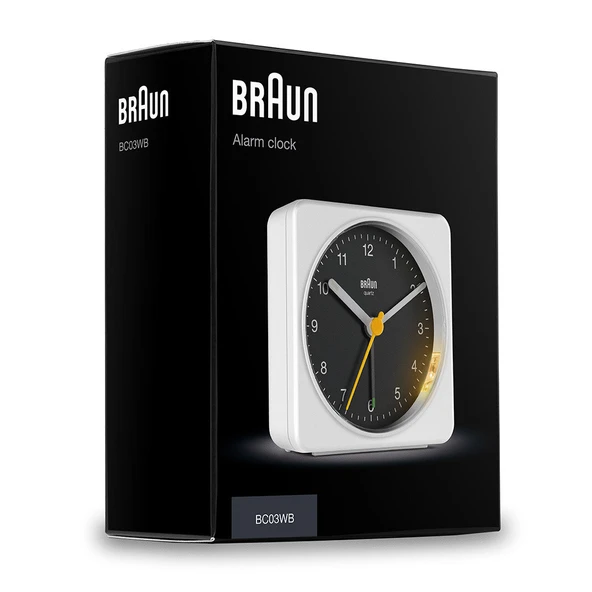 Braun BC03WB Beyaz-Siyah Klasik Seyahat Analog Alarmlı Masa Saati - Resim 6