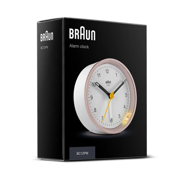 Braun BC12PW Pembe-Beyaz Klasik Analog ALarmlı Masa Saati - Resim 6