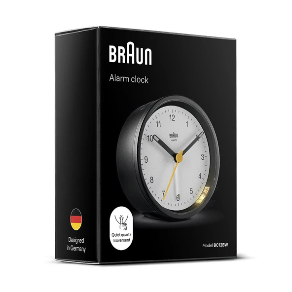 Braun BC12BW Siyah-Beyaz Klasik Analog Alarmlı Masa Saati - Resim 6