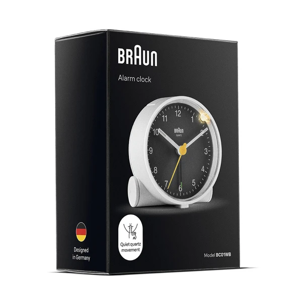 Braun BC01WB Beyaz-Siyah Klasik Analog Alarmı Masa Saati - Resim 6
