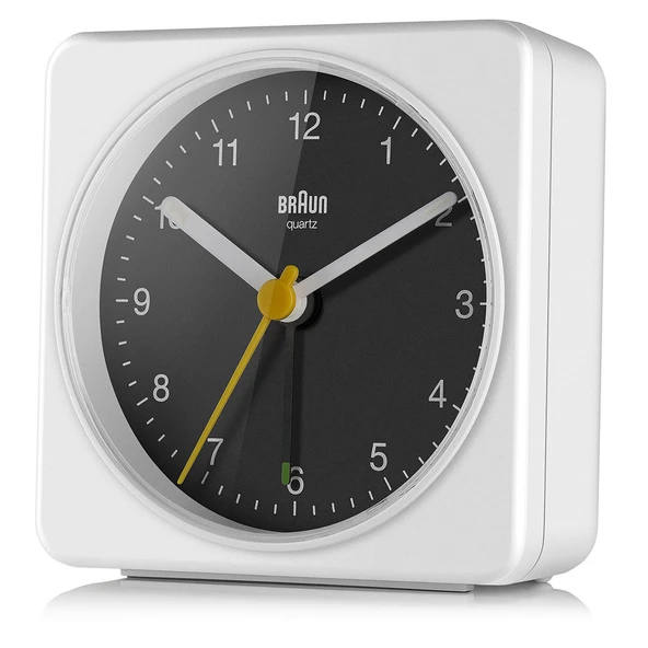 Braun BC03WB Beyaz-Siyah Klasik Seyahat Analog Alarmlı Masa Saati - Resim 2