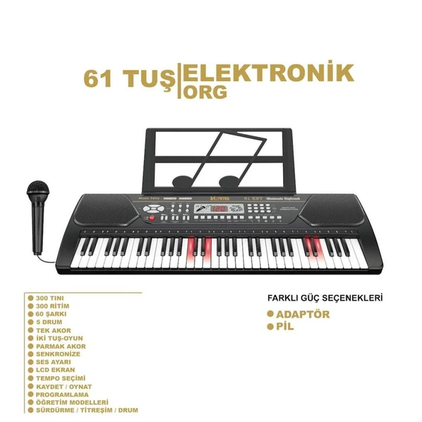 TFL-328-21 Vlektro Kutulu 61 Tuş Büyük Lcd Ekranlı Elektronik Büyük Org - 2