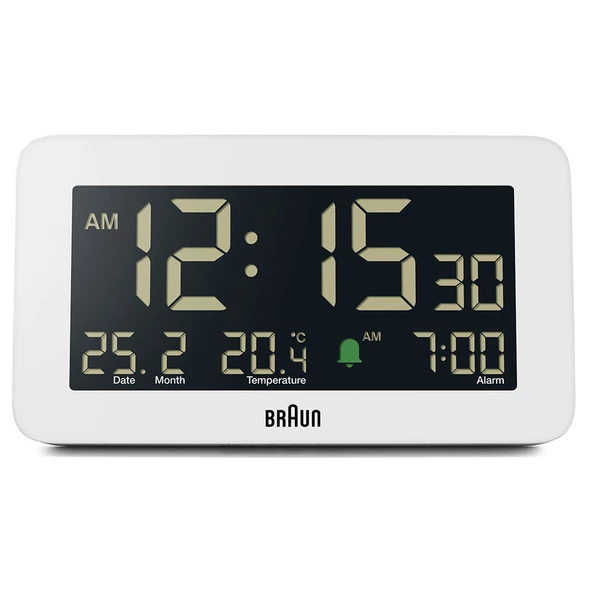 Braun BC10W Beyaz Dijital Alarmlı Masa Saati