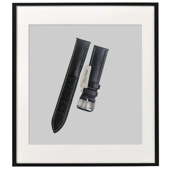 20x18MM SİYAH/BEYAZ DİKİŞLİ DERİ KORDON ürün görseli 1