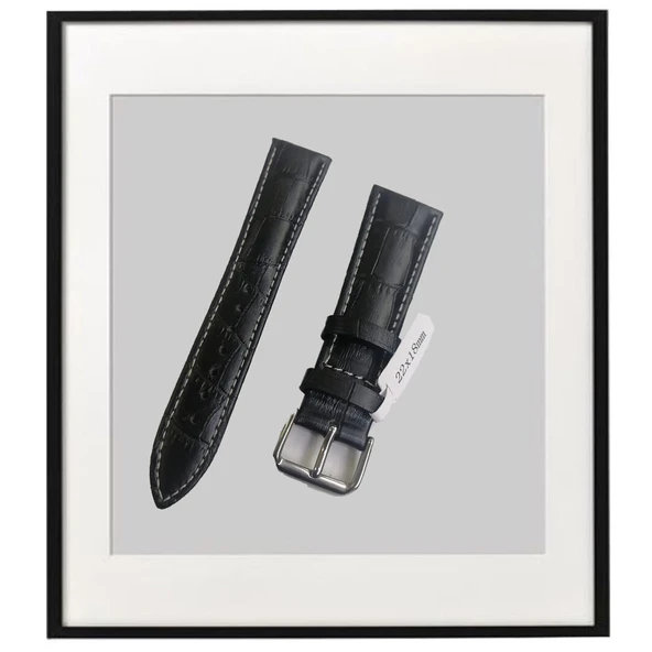 22x18MM SİYAH/BEYAZ DİKİŞLİ DERİ KORDON ürün görseli 1