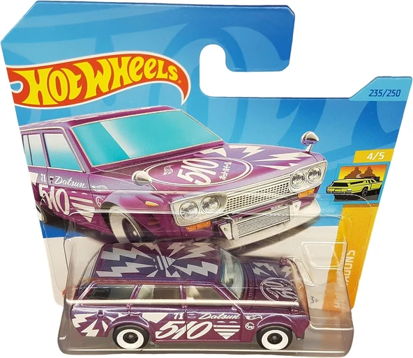 Hot Wheels - Datsun Bluebird Vagon [510] - Hw Vagons 4/5 - Hkh72 - Short Card - Nissan - Lila Metali - Resim 2