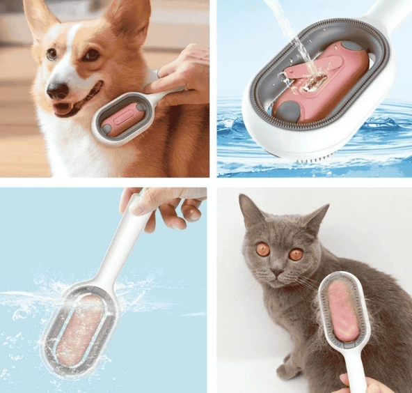 Su Hazneli Kedi ve Köpek Tüyü Toplamama Fırçası Su Hazneli Pet Tarağı - 3