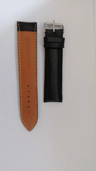 22 MM SİYAH DÜZ DERİ KORDON ürün görseli 1