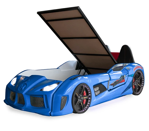 Arabalı Yatak, Audi Bazalı Kapıları Açılabilen Koltuklu Full Ledli Arabalı Yatak - Resim 10