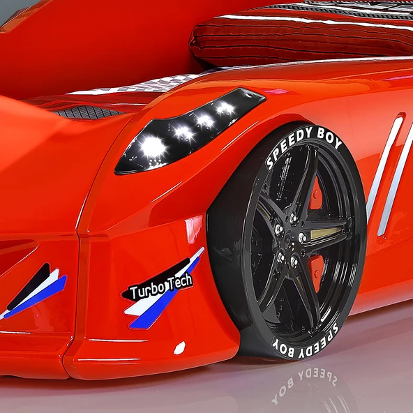 Arabalı Yatak, Jaguar Rüzgarlıklı Arabalı Yatak - Kırmızı - Resim 4