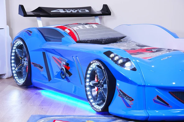 Arabalı Yatak, Jaguar Rüzgarlıklı Full Ledli Arabalı Yatak - Mavi - Resim 3