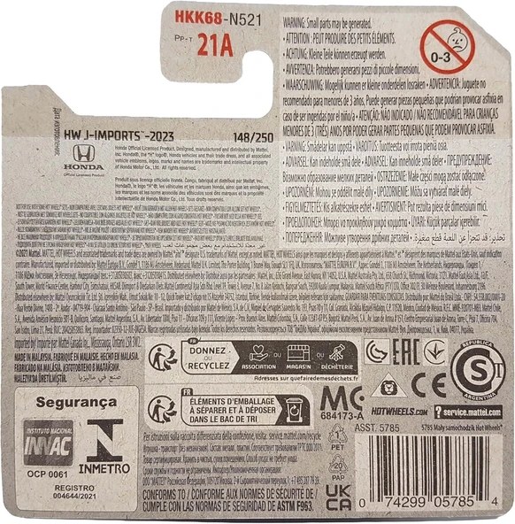 Hot Wheels - ´88 Honda Cr-X - Hw J-Imports 10/10 - Hkk68 - Short Card - Mavi - Mattel 2023 - Resim 3