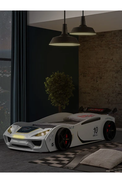 Arabalı Yatak, Vento Kumandalı Ledli Arabalı Yatak - Beyaz - Resim 3