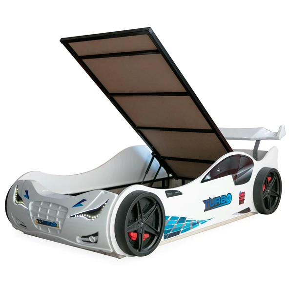 Arabalı Yatak, Süpers Bazalı Rüzgarlıklı Ledli Arabalı Yatak - Beyaz - 2