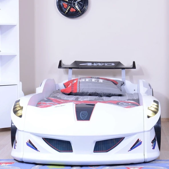 Arabalı Yatak, Jaguar Arabalı Yatak Rüzgarlıklı Beyaz - Resim 4