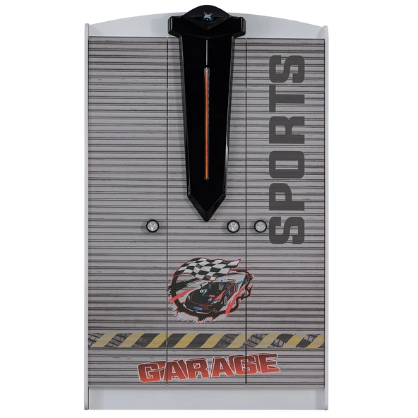 Gardırop, Sports Arabalı Yatak Uyumlu 3 Kapaklı Dolap - Beyaz - 3