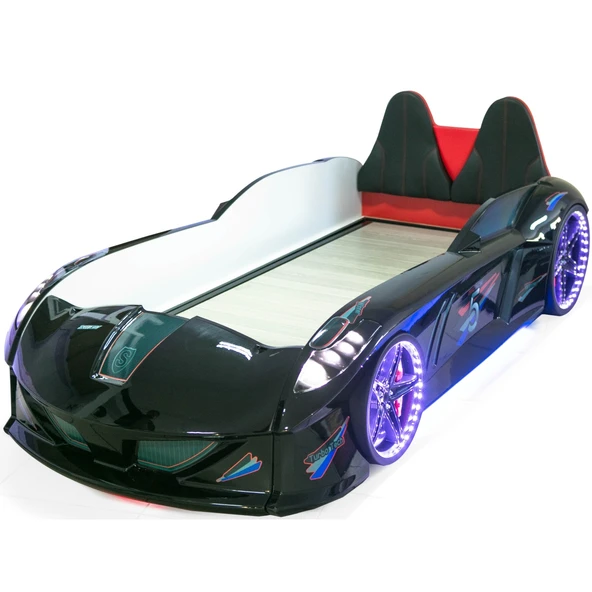 Arabalı Yatak, Jaguar Bazalı Koltuklu Full Ledli Arabalı Yatak - Siyah - 3