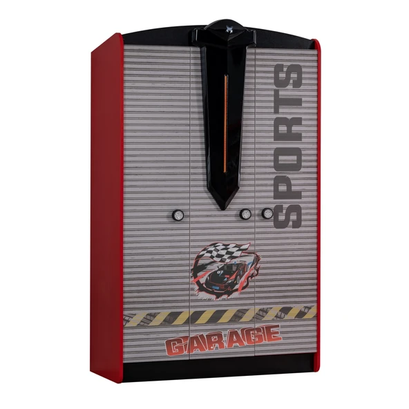 Gardırop, Sports Arabalı Yatak Uyumlu 3 Kapılı Dolap - Kırmızı