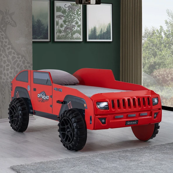 Arabalı Yatak, Jeep Arabalı Yatak - Kırmızı - 1