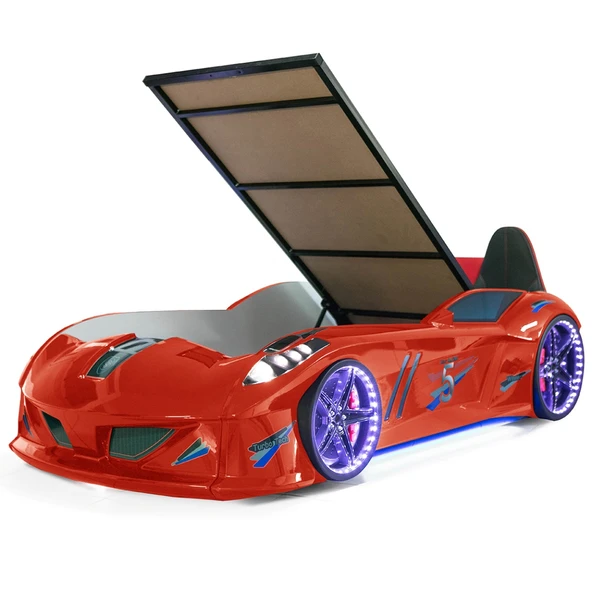 Arabalı Yatak, Jaguar Bazalı Koltuklu Full Ledli Arabalı Yatak - Kırmızı 1 Adet Comfort Yatak - 2