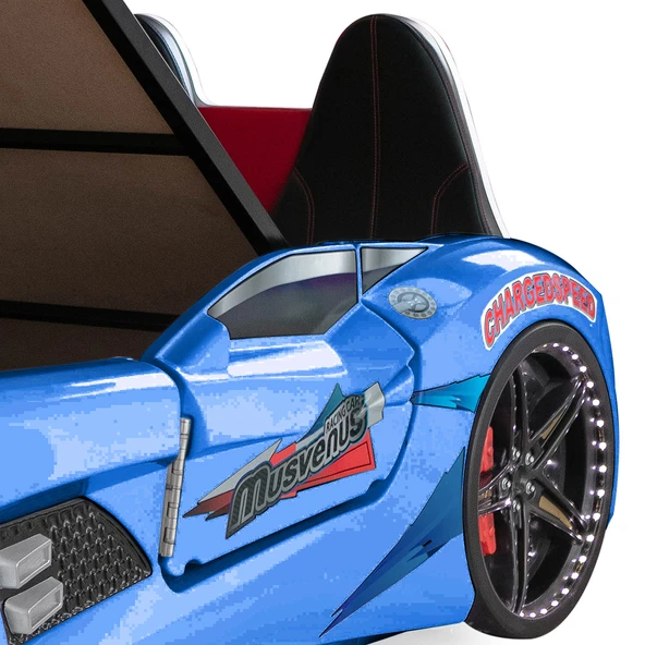 Arabalı Yatak, Audi Bazalı Kapıları Açılabilen Koltuklu Full Ledli Arabalı Yatak - Resim 11